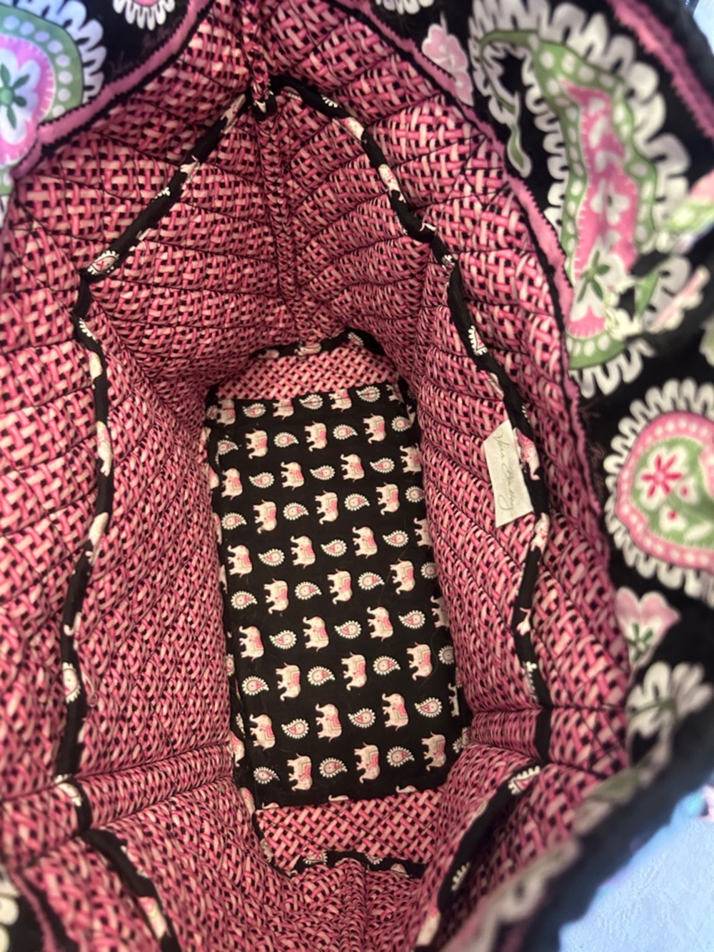 Vera Bradley Black and Pink Paisley Tote - Picture 6 of 7